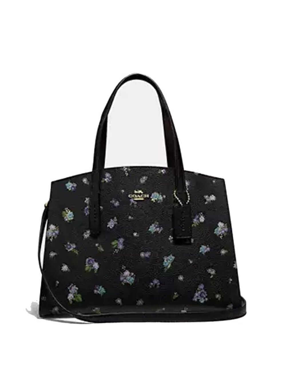 Coach Charlie Carryall Floral Print Bag Large Shoulder Handbag Black Purse NEW